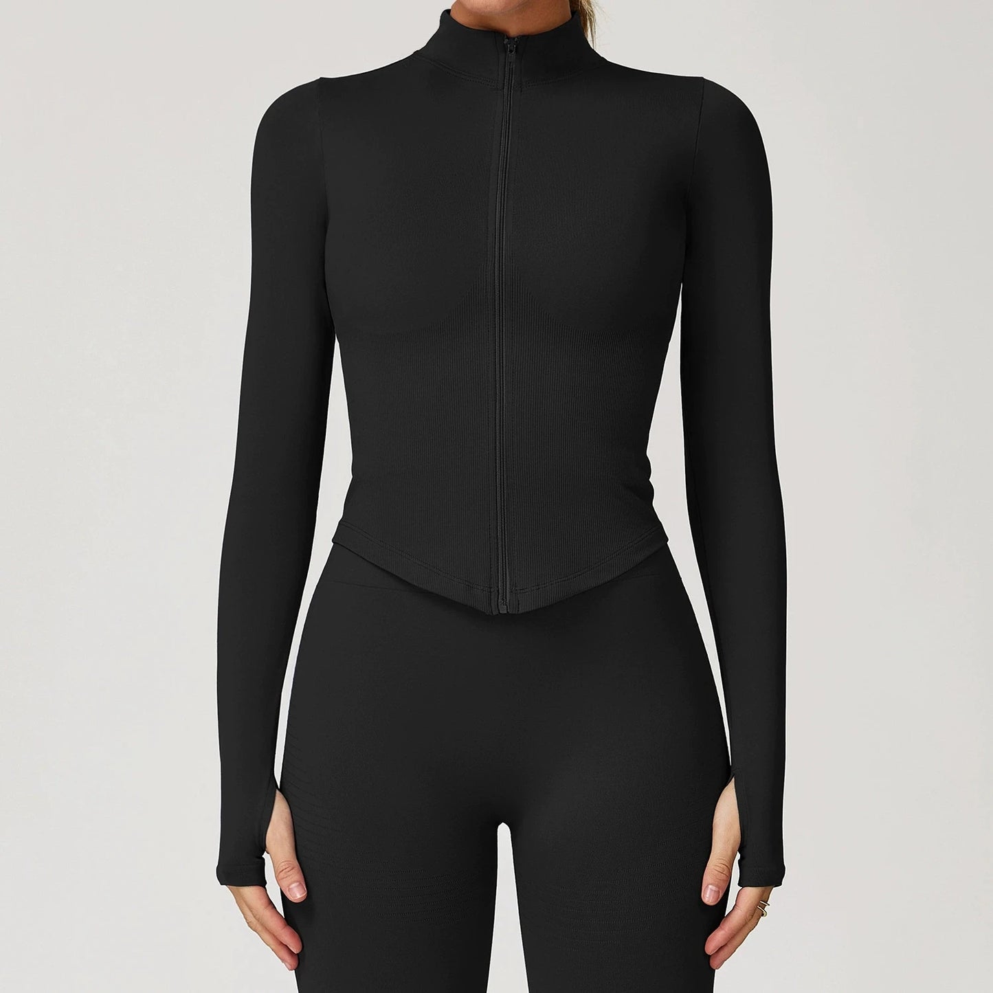Outdoor Sports Long Sleeved Women's Slim Yoga Quick Dry Tight Fitting Quick Drying Stand Up Collar Jacket Running Fitness Jacket
