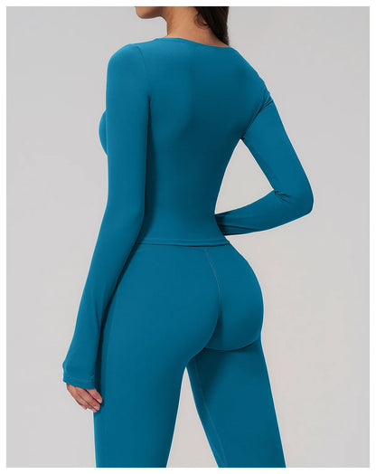 Women Yoga T-shirts Fitness Sports Long Sleeve Running High Elastic Workout Shirts Gym Sports Shirts Female Crop Top Yoga Tops