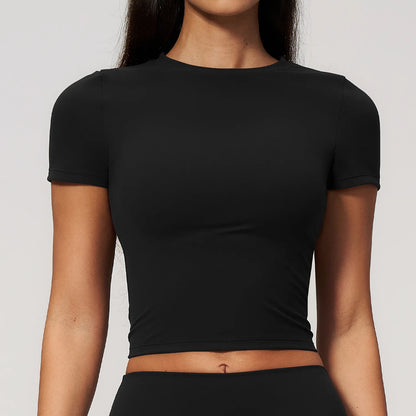 Women Yoga Top Sport T Shirts Fitness Clothes Quick-Drying Short Sleeve Yoga Shirt Gym Workout Top Running Active Wear Sport Top