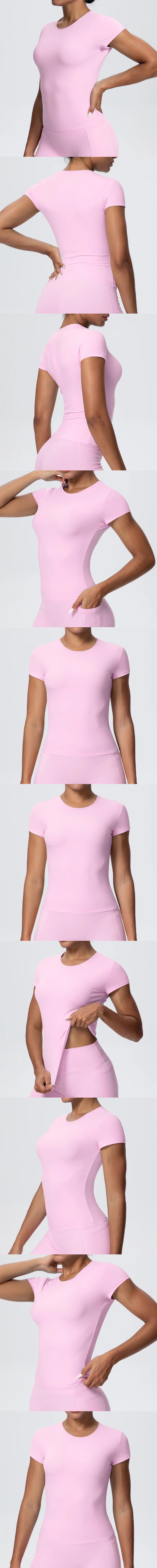 Best Selling New Models Yoga T-Short Sleeve Athletic Yoga Running Sexy Summer Gym Workout Quick Dry Stretchy Tees Tops Baselayer