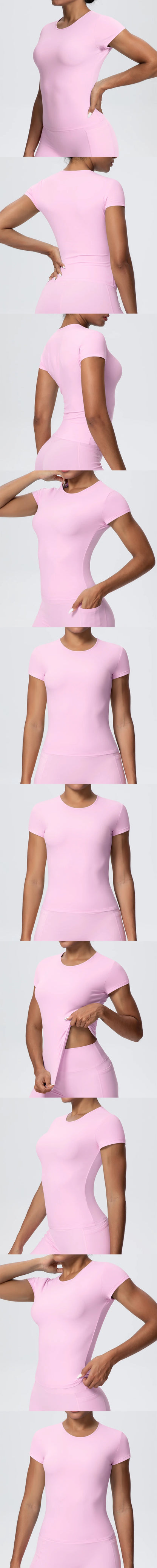 Best Selling New Models Yoga T-Short Sleeve Athletic Yoga Running Sexy Summer Gym Workout Quick Dry Stretchy Tees Tops Baselayer