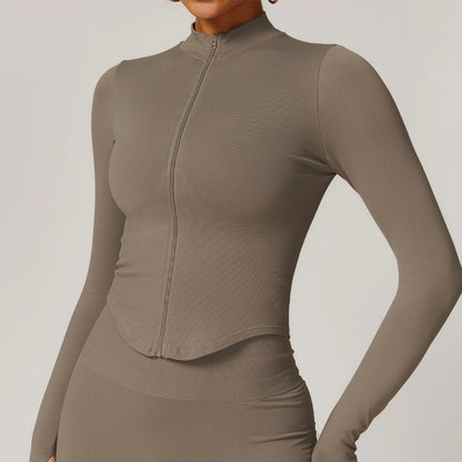 New Zipper Sports Top Women Gym Long Sleeve for Fitness Seamless Coat  Clothing Running Workout Tights Gym Tops Yoga Shirts