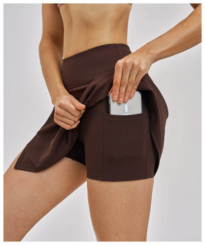 Outdoor Sports Yoga Skirt  Yoga Quick Drying A-line Skirt Women's Badminton Tennis Skirt Summer Cool and Anti Glare Lined Shorts