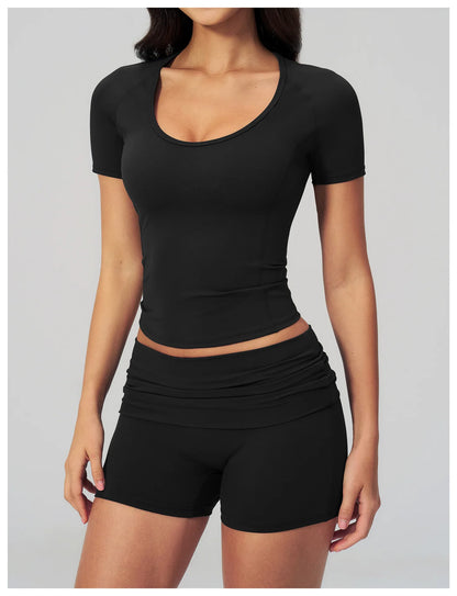 Summer Gym T-Shirt Women Short Sleeve Yoga Tops Workout Top Running Sports T Shirts Fitness Workout Tee Sports Tops Activewear