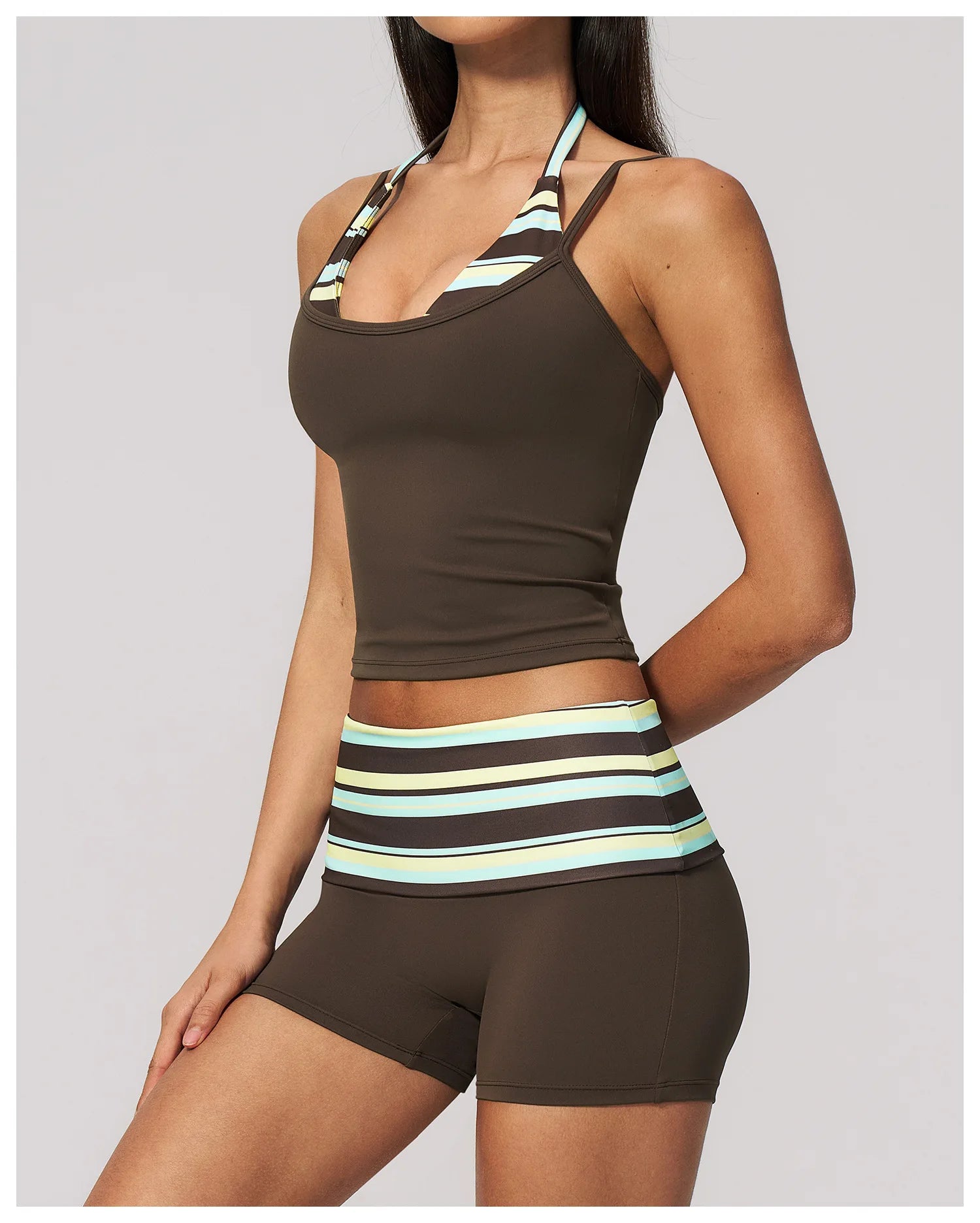 Polka Dot Yoga Tank Top Shockproof Striped Fitness Bra Gym Workout Vest Breathable Sport Top Halter Beautiful Back Sport Vest