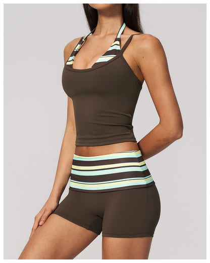 Polka Dot Yoga Tank Top Shockproof Striped Fitness Bra Gym Workout Vest Breathable Sport Top Halter Beautiful Back Sport Vest