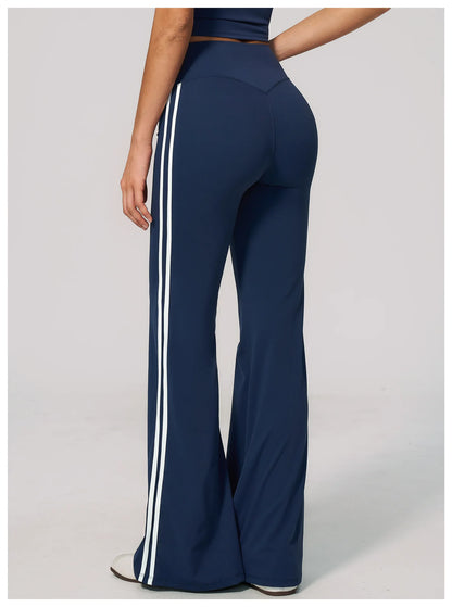 Summer Yoga Pants Women's High Waist Push Up Flared Pants Fitness Wide-Leg Pants Athletic Wear Running Workout Flared Trousers