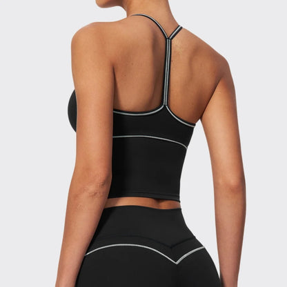 Women Halter Yoga Vest Removable Pad V Neck Sports Bra Slim Fit Quick Dry Workout Sports Tank Top Fitness Running Sleeveless Top