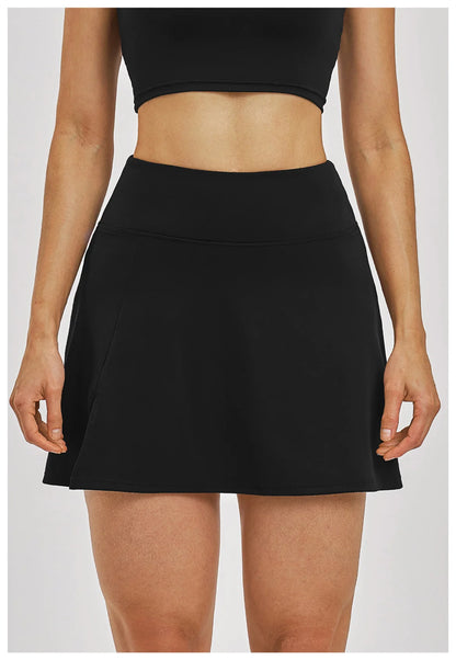 Outdoor Sports Yoga Skirt  Yoga Quick Drying A-line Skirt Women's Badminton Tennis Skirt Summer Cool and Anti Glare Lined Shorts