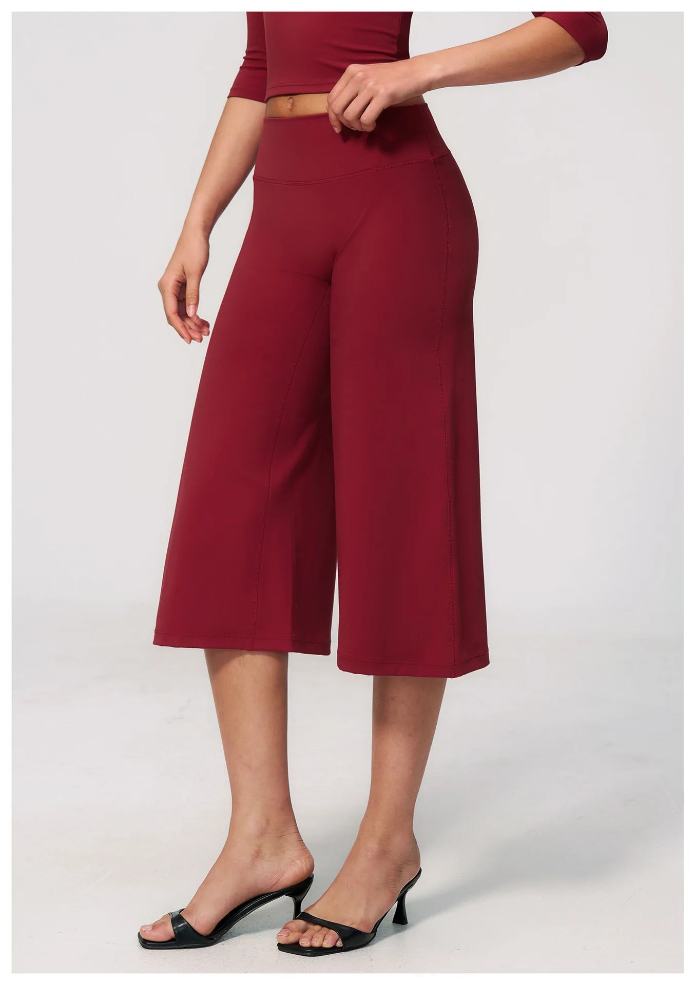 Summer Sports Pants Women Capri Pants Wide Leg Yoga Cropped High Waist Workout Seven Pant Female Running Legging Fitness Shorts