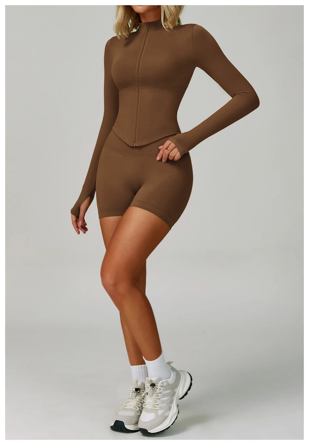 Outdoor Sports Long Sleeved Women's Slim Yoga Quick Dry Tight Fitting Quick Drying Stand Up Collar Jacket Running Fitness Jacket