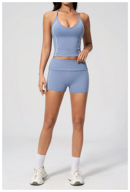 Summer Sports Tops Women's Halter Neck Vest Workout Shockproof Underwear Breathable Running Cycling Bra Gym Clothes Yoga Vest