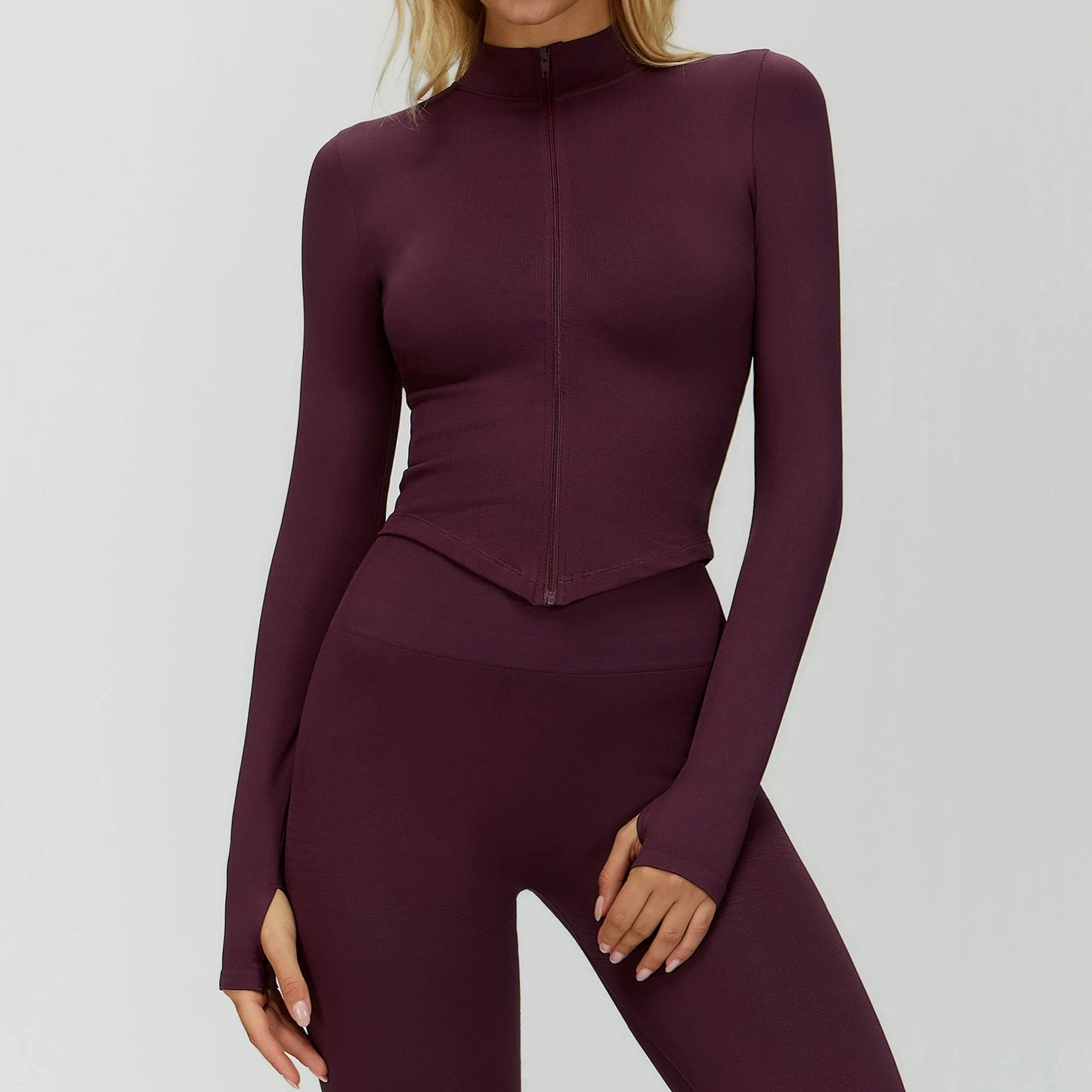 Outdoor Sports Long Sleeved Women's Slim Yoga Quick Dry Tight Fitting Quick Drying Stand Up Collar Jacket Running Fitness Jacket