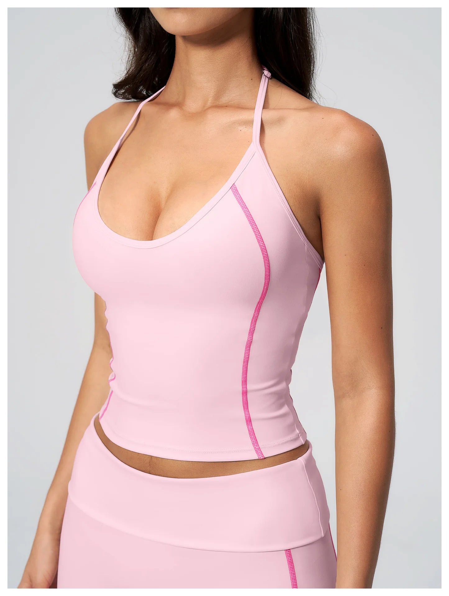 Summer Sports Tops Women's Halter Neck Vest Workout Shockproof Underwear Breathable Running Cycling Bra Gym Clothes Yoga Vest