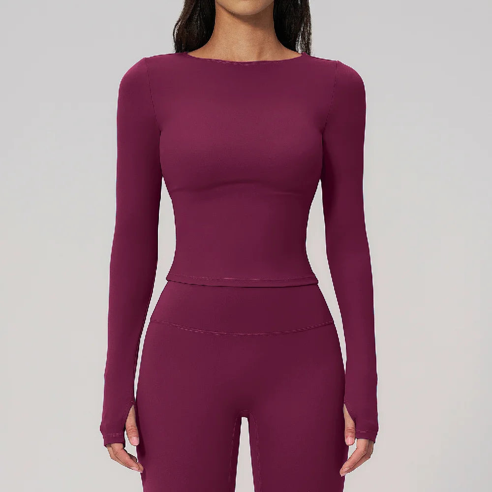Women Yoga T-shirts Fitness Sports Long Sleeve Running High Elastic Workout Shirts Gym Sports Shirts Female Crop Top Yoga Tops