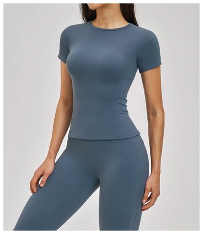 Women's Clothes Yoga Top Sport T Shirt Fitness Clothes Short Sleeve Yoga Shirt Gym Top Female Workout Active Wear Sport Tops