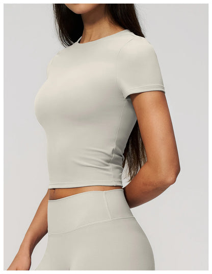 Women Yoga Top Sport T Shirts Fitness Clothes Quick-Drying Short Sleeve Yoga Shirt Gym Workout Top Running Active Wear Sport Top