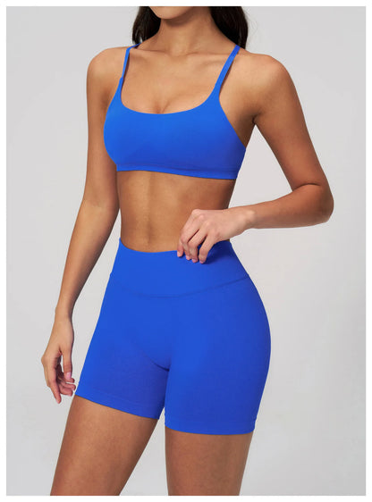 Summer Seamless Yoga Bra Women Fitness Workout Top Cross Back Strap Sports Underwear Female Breathable Running Cycling Gym Top