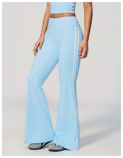 Summer Yoga Pants Women's High Waist Push Up Flared Pants Fitness Wide-Leg Pants Athletic Wear Running Workout Flared Trousers