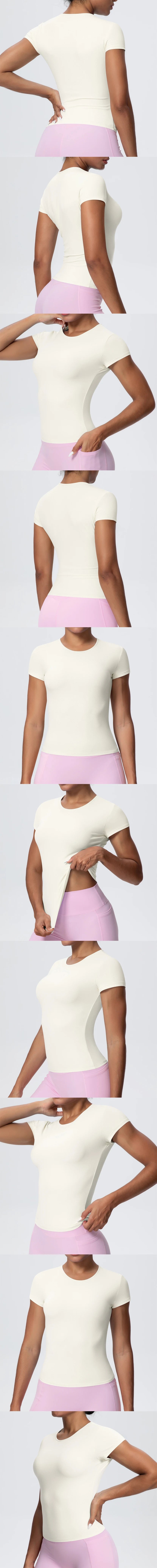 Best Selling New Models Yoga T-Short Sleeve Athletic Yoga Running Sexy Summer Gym Workout Quick Dry Stretchy Tees Tops Baselayer