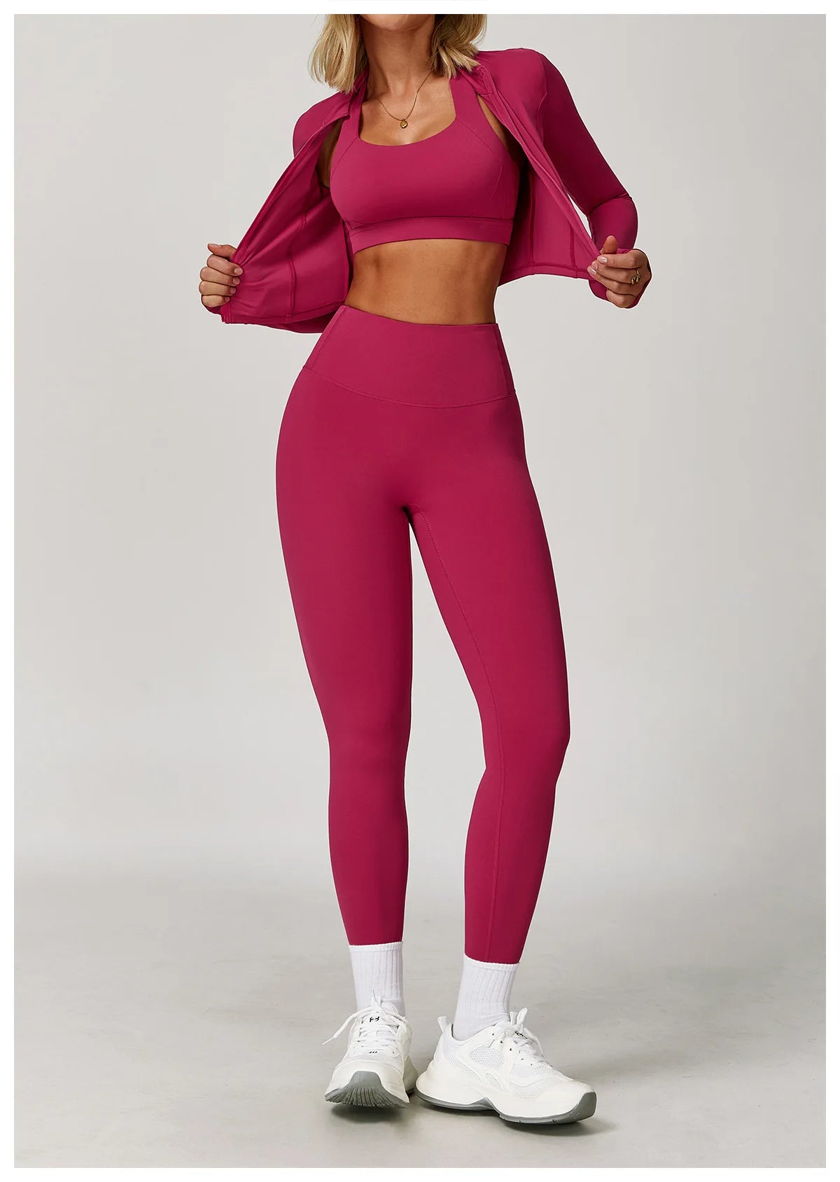 Zipper Cardigan Stand Up Collar Jacket Outdoor Sports Long Sleeved Women Slim Yoga Clothes Quick Dry Running Fitness Jacket Top