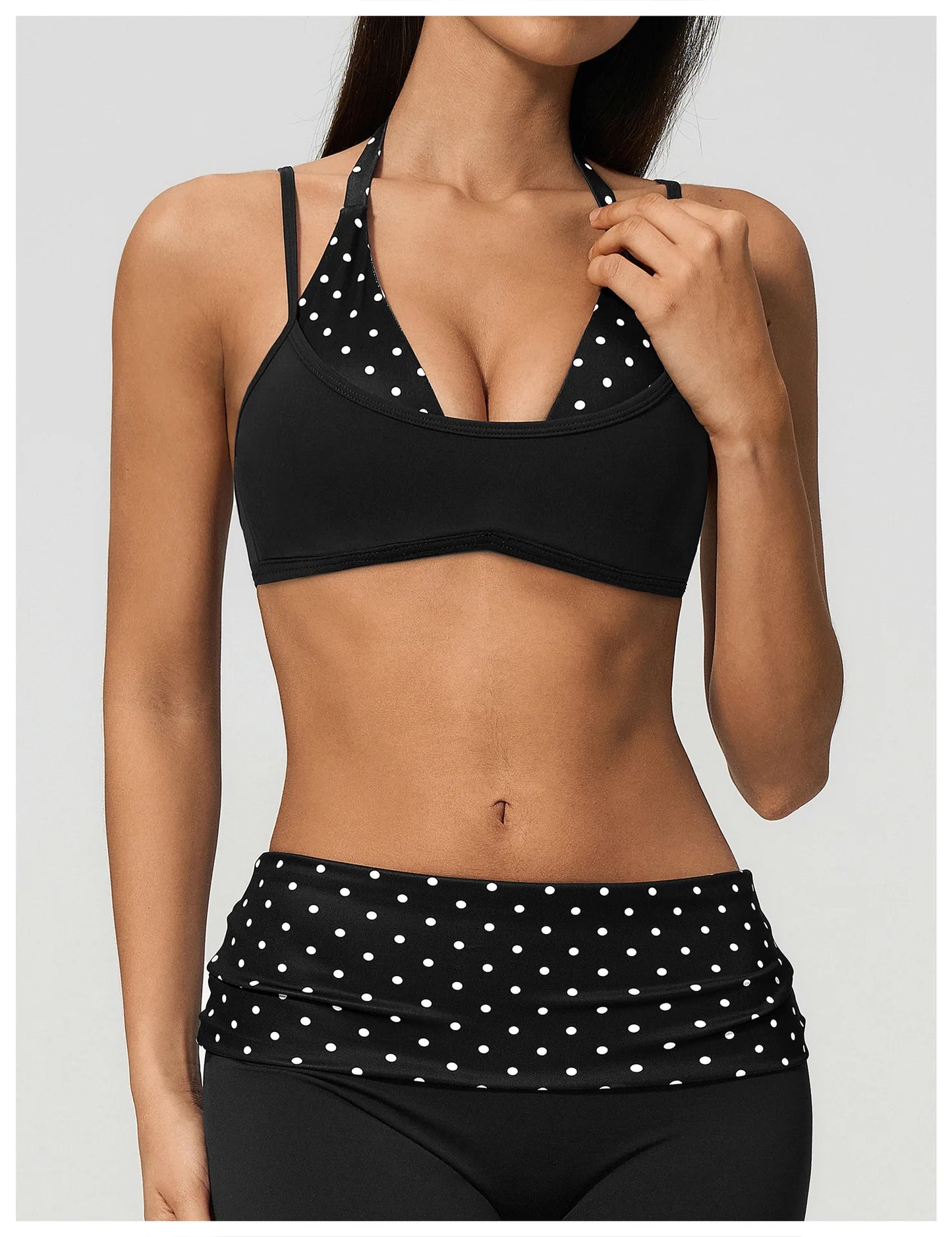 Women's Striped Yoga Bra Breathable Sports Underwear Shockproof Workout Top Sexy Polka Dot Bra Beautiful Back Sports Yoga Top