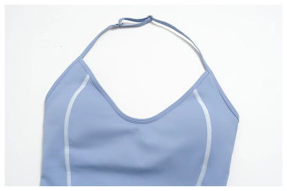 Summer Sports Tops Women's Halter Neck Vest Workout Shockproof Underwear Breathable Running Cycling Bra Gym Clothes Yoga Vest