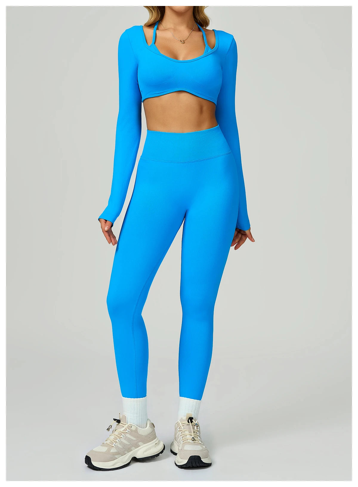 Seamless Yoga Shirts For Women Ribbed Long Sleeve Gym Clothes Fitness Running Workout Dry Fit Breathable High Elastic Sports Top