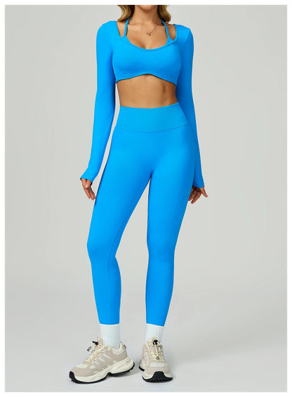 Seamless Yoga Shirts For Women Ribbed Long Sleeve Gym Clothes Fitness Running Workout Dry Fit Breathable High Elastic Sports Top