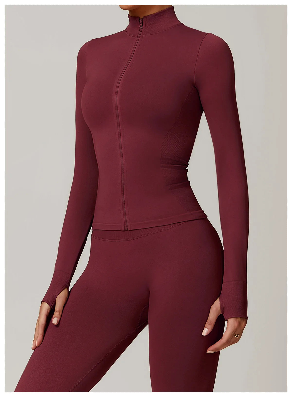 Women Zipper Yoga Long Sleeve Seamless Crop Tops Female Gym Jacket Yoga T-shirts Solid Sports Top Running Workout Athletic Wear