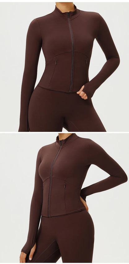 Fitness Sport Women's Zipper Long-sleeved Quick-drying Training Yoga Gym Clothing Clothes Summer Running Breathable Slim Fit Top