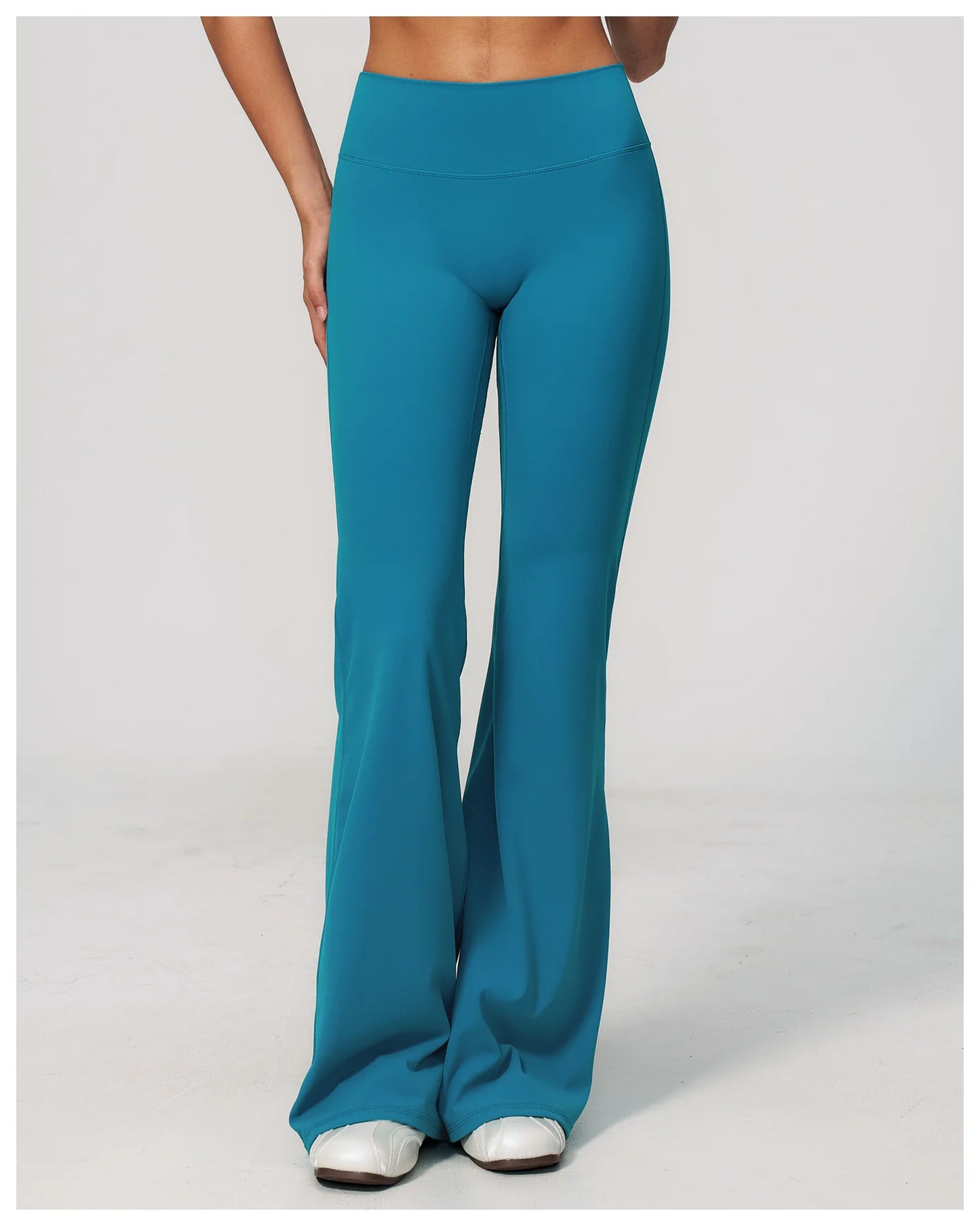 Summer Solid Color Flared Pants Women Breathable Yoga Pants High Waist Butt Lift Sports Pants Scrunch Butt Flared Trousers