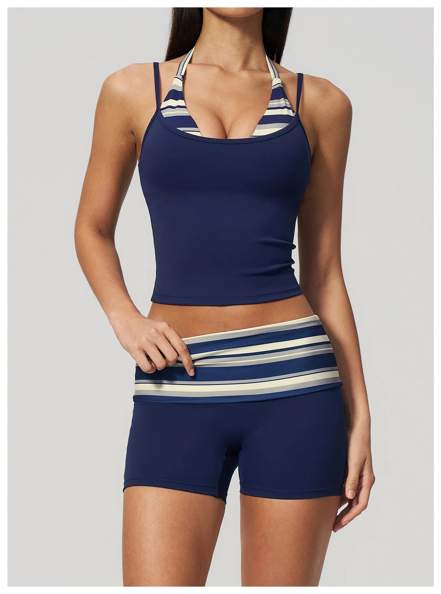 Polka Dot Yoga Tank Top Shockproof Striped Fitness Bra Gym Workout Vest Breathable Sport Top Halter Beautiful Back Sport Vest