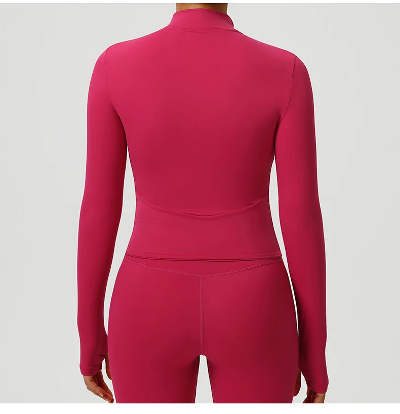 Fitness Sport Women's Zipper Long-sleeved Quick-drying Training Yoga Gym Clothing Clothes Summer Running Breathable Slim Fit Top
