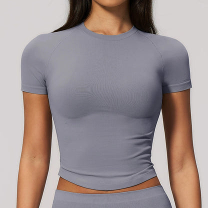 Yoga Shirts Women Seamless Fitness Short Sleeve Top Gym Workout Yoga T-Shirts Quick Dry Breathable Cycling Running Sport Tee Top