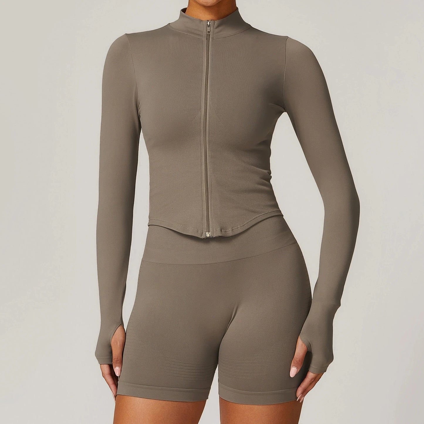 Outdoor Sports Long Sleeved Women's Slim Yoga Quick Dry Tight Fitting Quick Drying Stand Up Collar Jacket Running Fitness Jacket