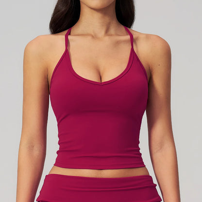 Summer Yoga Vest Women Workout Top Quick-Dry Crop Top Shockproof Gym Vest Female Running Tight Top Beautiful back Sports Tops