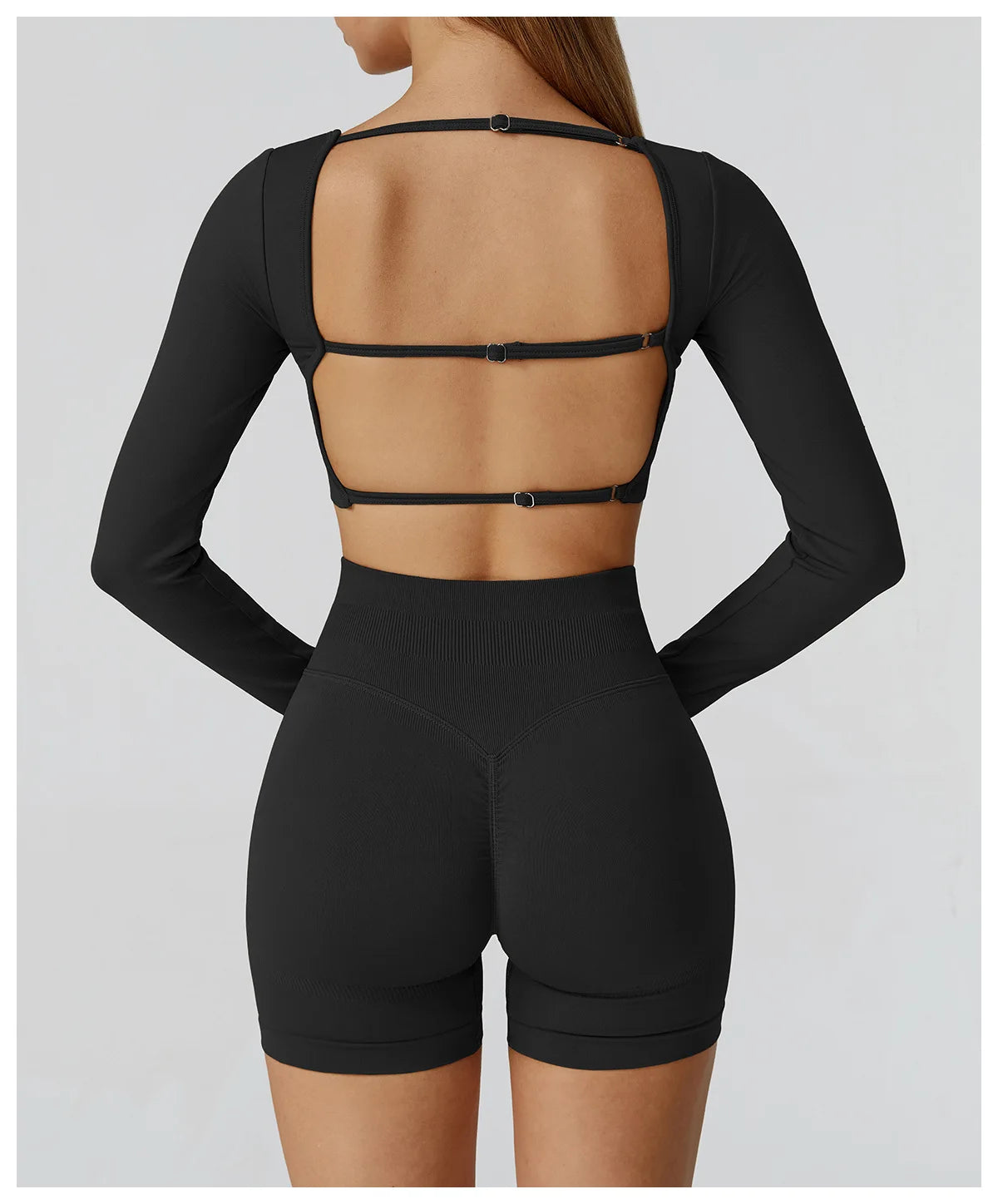 Women's Yoga Top Seamless Long Sleeved Sports Wear Workout Tops T-shirt Fitness Running Hollow out Backless Gym Woman SportShirt