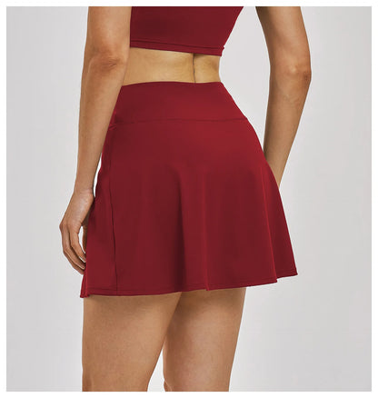 Outdoor Sports Yoga Skirt  Yoga Quick Drying A-line Skirt Women's Badminton Tennis Skirt Summer Cool and Anti Glare Lined Shorts