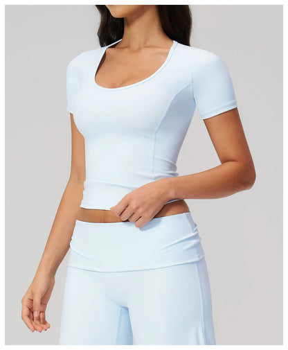 Summer Gym T-Shirt Women Short Sleeve Yoga Tops Workout Top Running Sports T Shirts Fitness Workout Tee Sports Tops Activewear