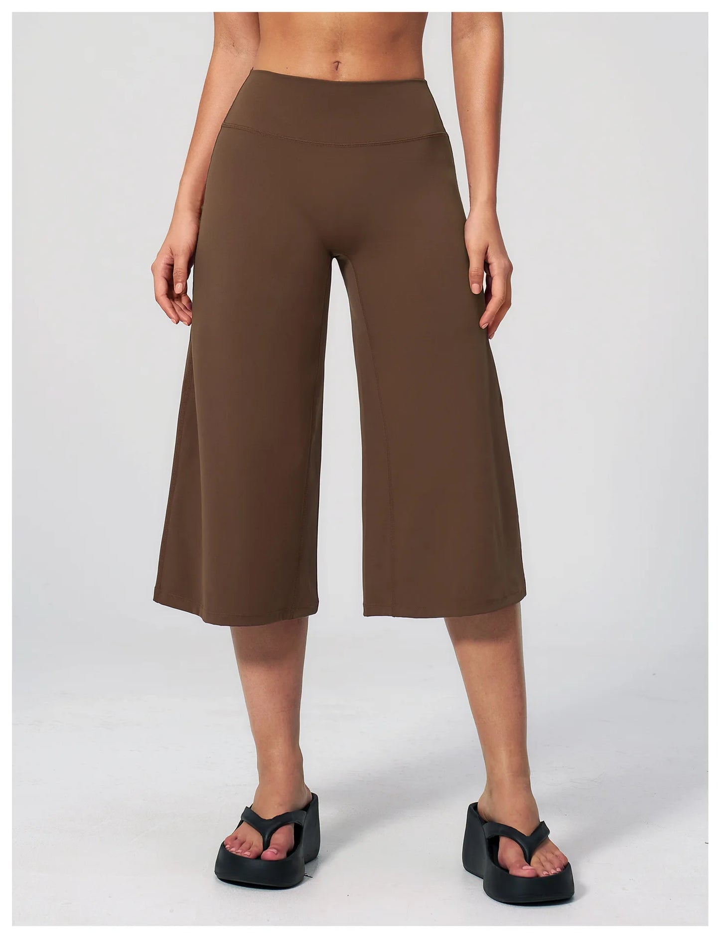 Summer Sports Pants Women Capri Pants Wide Leg Yoga Cropped High Waist Workout Seven Pant Female Running Legging Fitness Shorts