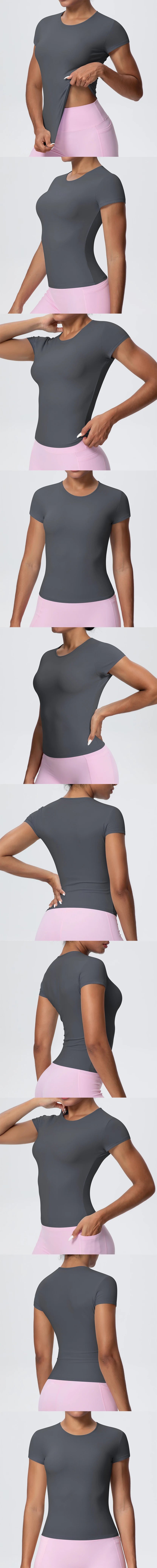 Best Selling New Models Yoga T-Short Sleeve Athletic Yoga Running Sexy Summer Gym Workout Quick Dry Stretchy Tees Tops Baselayer
