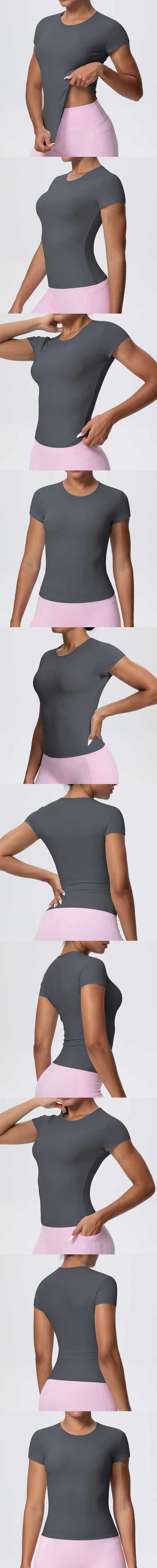 Best Selling New Models Yoga T-Short Sleeve Athletic Yoga Running Sexy Summer Gym Workout Quick Dry Stretchy Tees Tops Baselayer