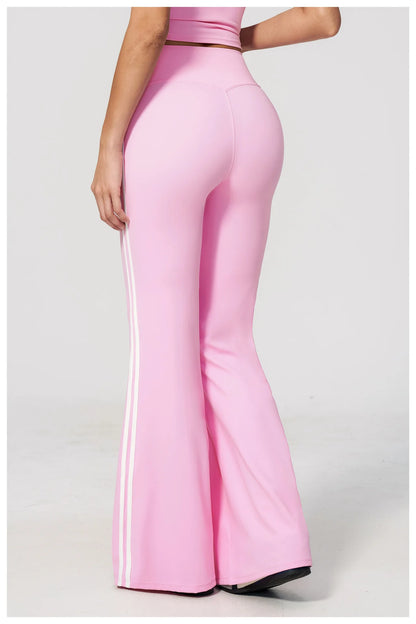 Summer Yoga Pants Women's High Waist Push Up Flared Pants Fitness Wide-Leg Pants Athletic Wear Running Workout Flared Trousers