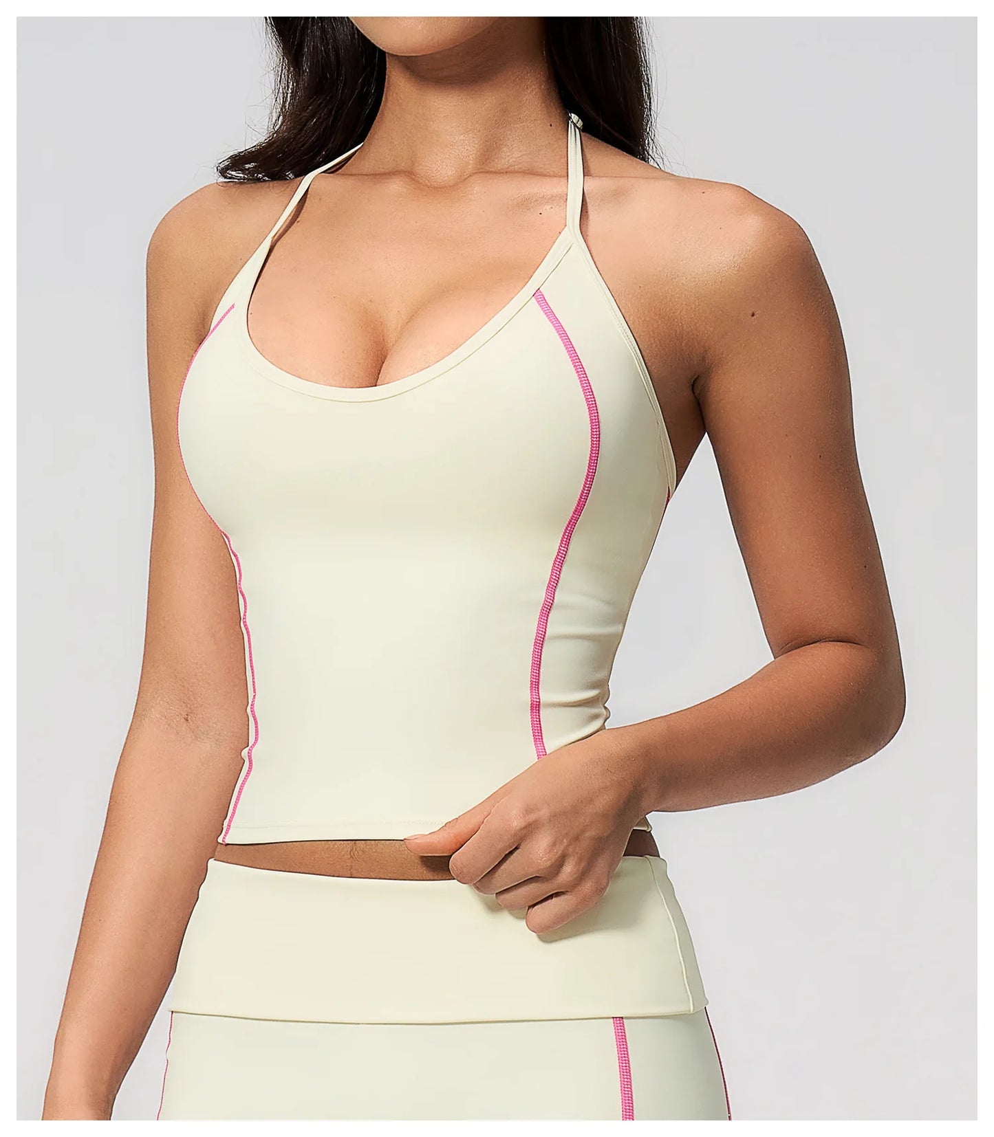 Summer Sports Tops Women's Halter Neck Vest Workout Shockproof Underwear Breathable Running Cycling Bra Gym Clothes Yoga Vest