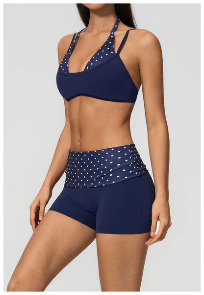 Women's Striped Yoga Bra Breathable Sports Underwear Shockproof Workout Top Sexy Polka Dot Bra Beautiful Back Sports Yoga Top