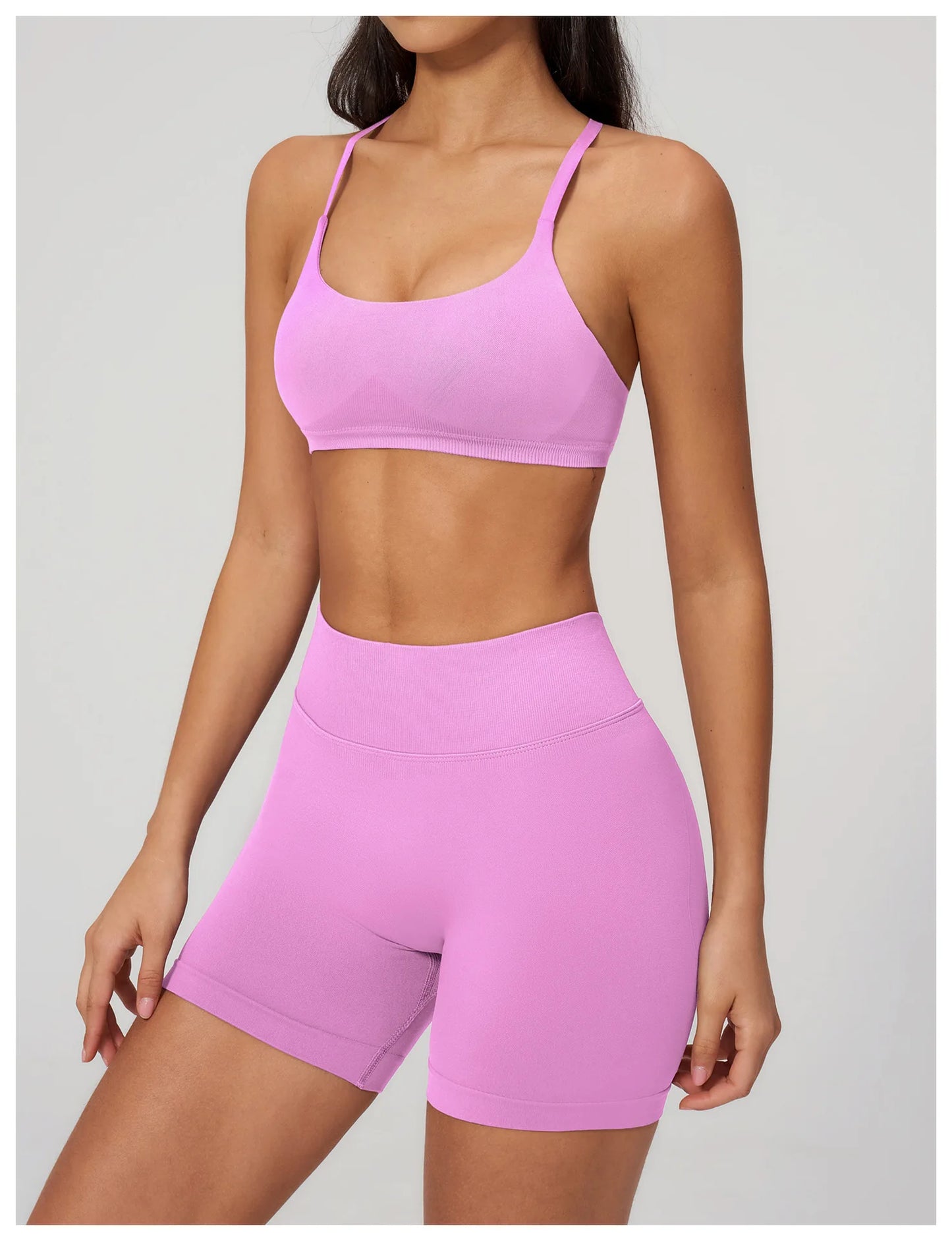Summer Seamless Yoga Bra Women Fitness Workout Top Cross Back Strap Sports Underwear Female Breathable Running Cycling Gym Top