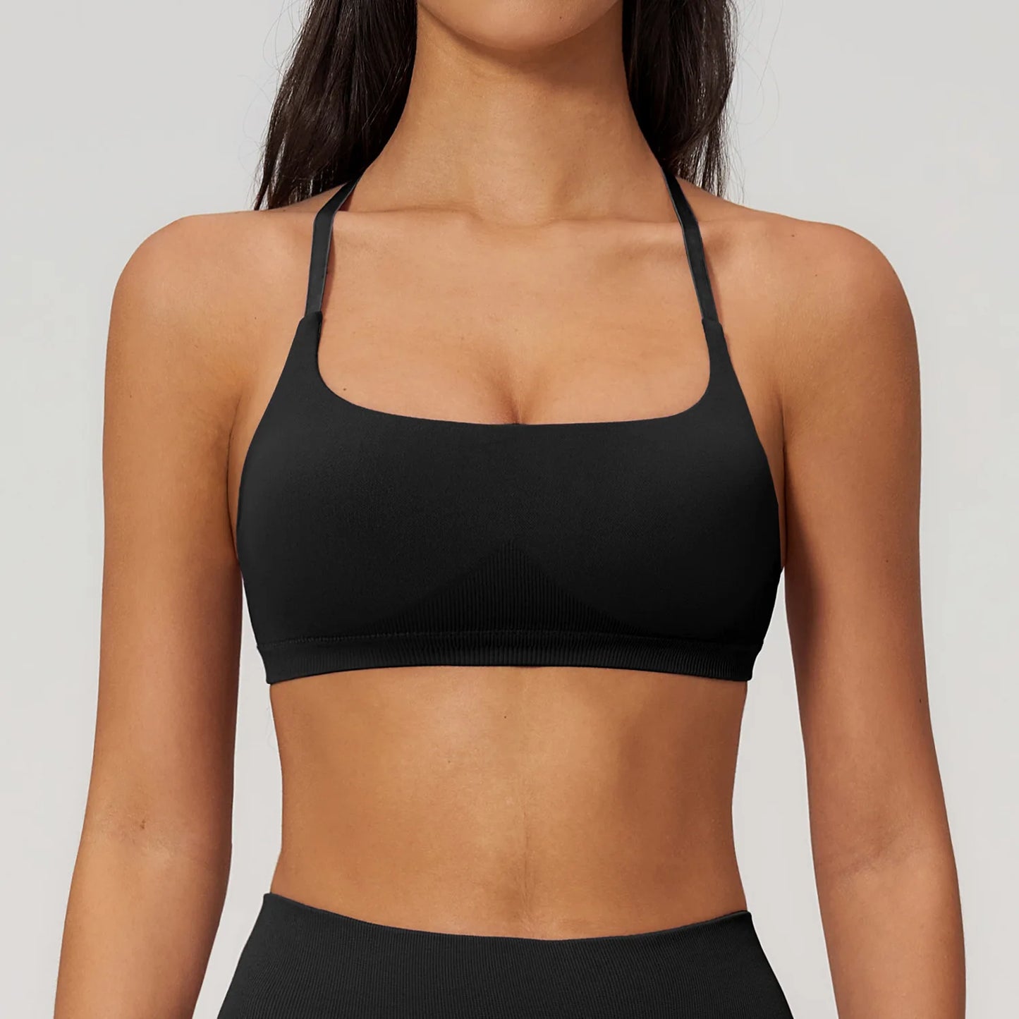 Summer Seamless Yoga Bra Women Fitness Workout Top Cross Back Strap Sports Underwear Female Breathable Running Cycling Gym Top