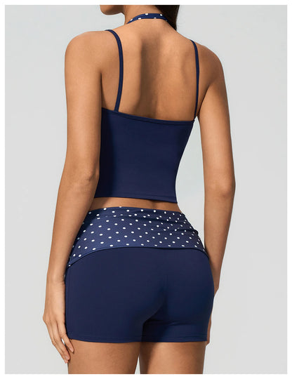 Polka Dot Yoga Tank Top Shockproof Striped Fitness Bra Gym Workout Vest Breathable Sport Top Halter Beautiful Back Sport Vest