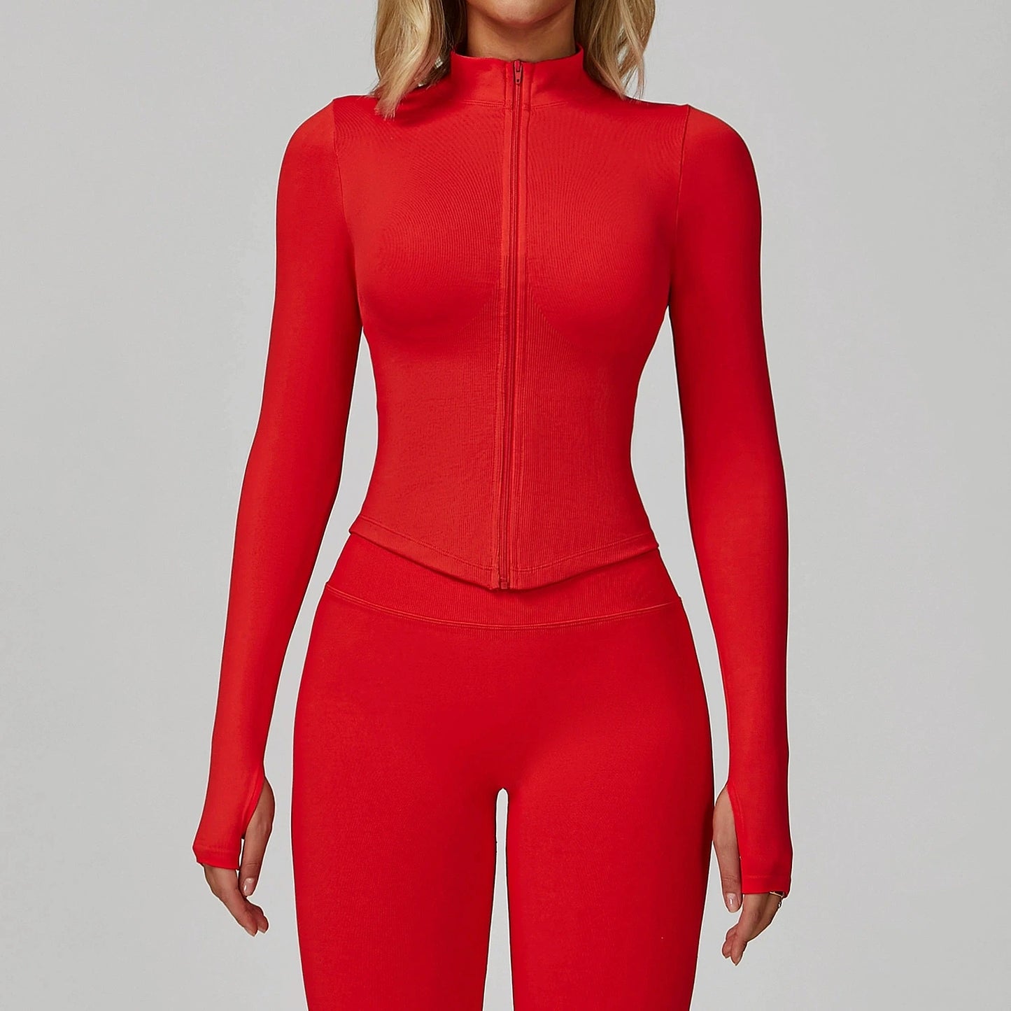 Outdoor Sports Long Sleeved Women's Slim Yoga Quick Dry Tight Fitting Quick Drying Stand Up Collar Jacket Running Fitness Jacket